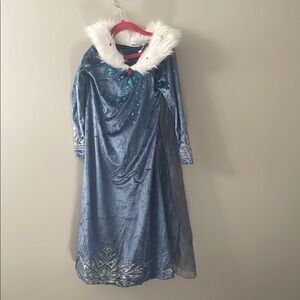 Blue Elsa Dress with Faux Fur Collar